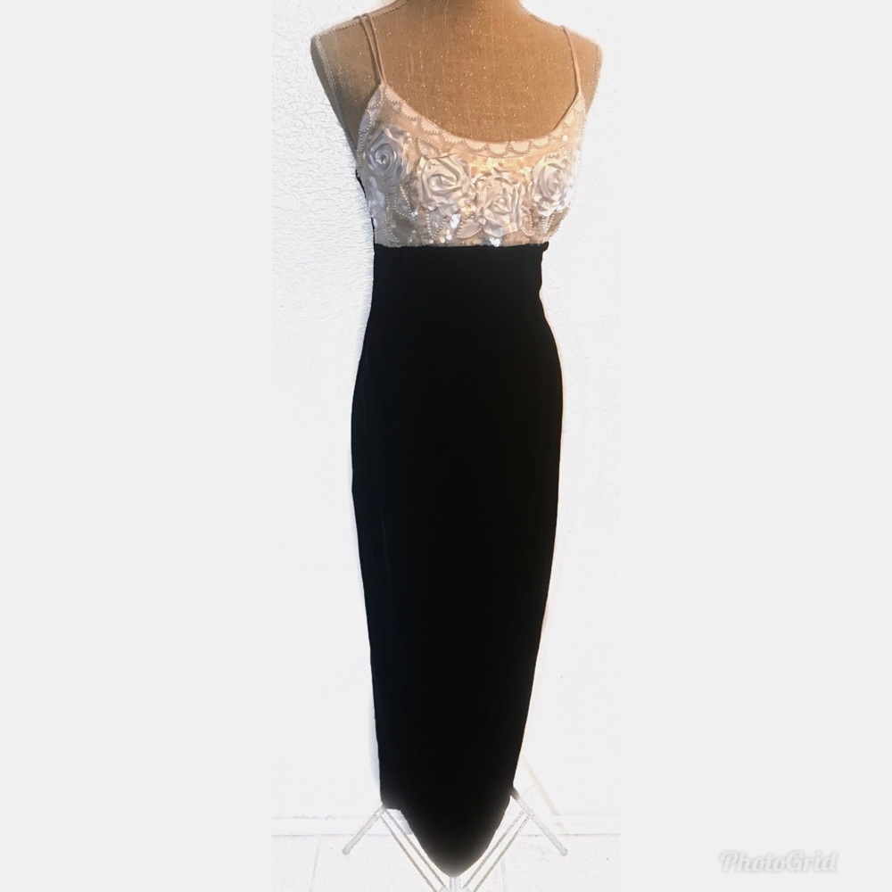 Vintage velvet and rosette gown dress
